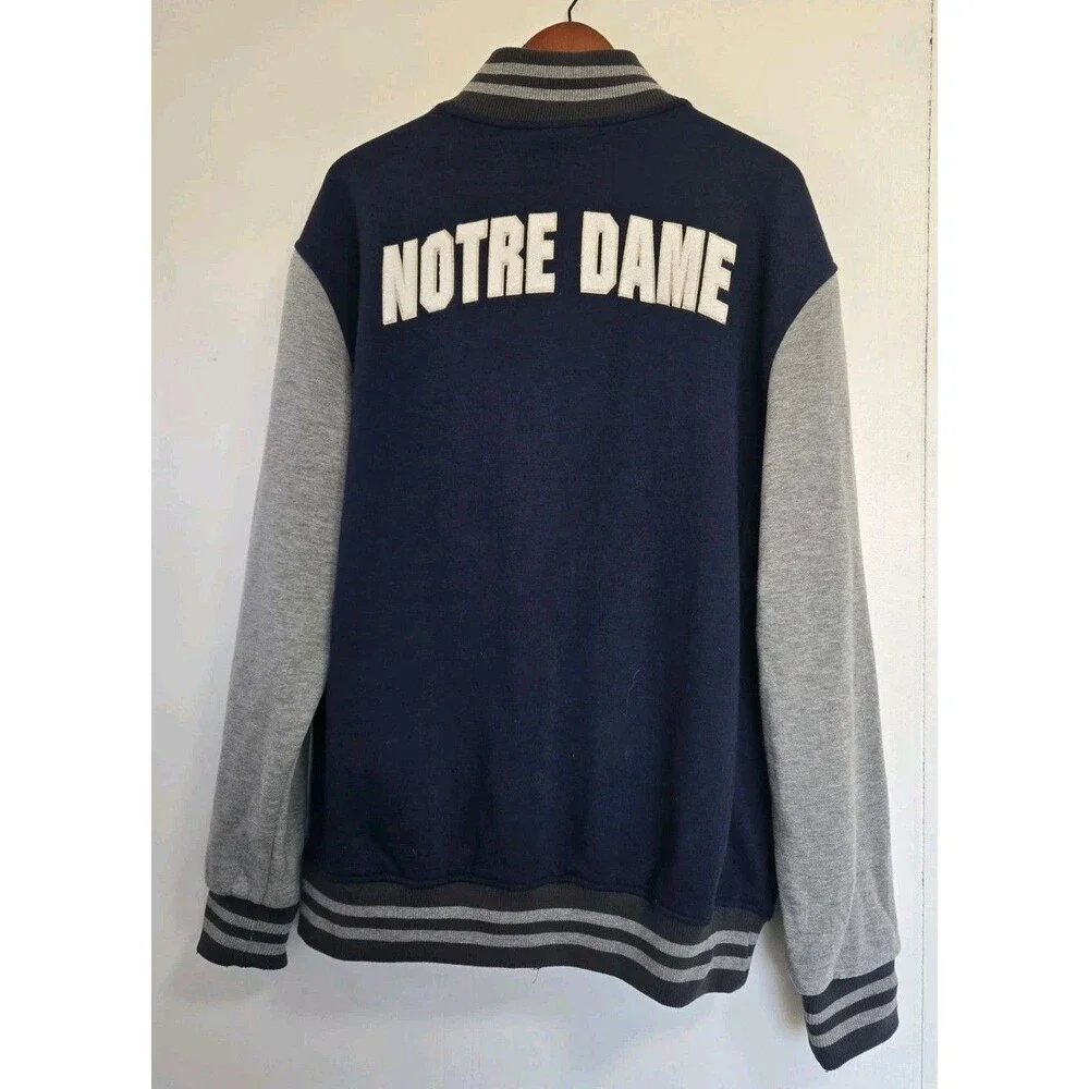 Notre Dame Jacket Mens XL Blue Colosseum Retro Fighting Irish Varsity Letterman - Picture 7 of 9